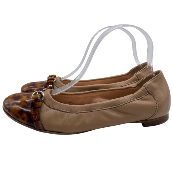 AGL Womens Shoes Monika Cap Toe Ballet Flats 7.5 Brown Tortoise Leather Designer - Picture 13 of 13